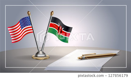 Small national flag of United States (USA) and Kenya flag Relation, Template Vector Illustration Small national flag of United States (USA) and Kenya flag Relation, Template Vector Illustration 127856179