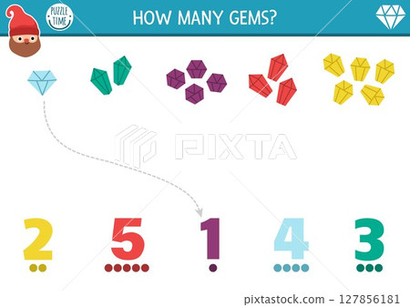 Match the numbers dwarf game. Magic forest or gnome activity for kids with gems. Fairytale counting worksheet. Simple number matching math game with ruby, emerald, crystal, diamond Match the numbers dwarf game. Magic forest or gnome activity for kids with gems. Fairytale counting worksheet. Simple number matching math game with ruby, emerald, crystal, diamond 127856181
