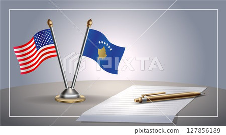 Small national flag of United States (USA) and Kosovo flag Relation, Template Vector Illustration Small national flag of United States (USA) and Kosovo flag Relation, Template Vector Illustration 127856189