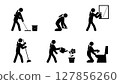 Set of stick figures, cleaning in the bathroom, vector illustration. 127856260
