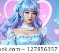 Idol with light blue costume and light blue hair 127856357