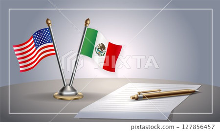 Small national flag of United States (USA) and Mexico flag Relation, Template Vector Illustration Small national flag of United States (USA) and Mexico flag Relation, Template Vector Illustration 127856457