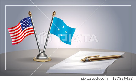 Small national flag of United States (USA) and Micronesia flag Relation, Template Vector Illustration Small national flag of United States (USA) and Micronesia flag Relation, Template Vector Illustration 127856458
