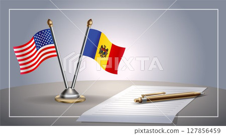 Small national flag of United States (USA) and Moldova flag Relation, Template Vector Illustration Small national flag of United States (USA) and Moldova flag Relation, Template Vector Illustration 127856459