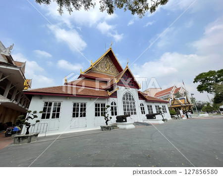 Bangkok, Thailand - Feb 4,2023 : The Siwamokhaphiman Hall in the museum compound of The National Museum Bangkok in Bangkok, Thailand on Feb 4,2023. Bangkok, Thailand - Feb 4,2023 : The Siwamokhaphiman Hall in the museum compound of The National Museum Bangkok in Bangkok, Thailand on Feb 4,2023. 127856580