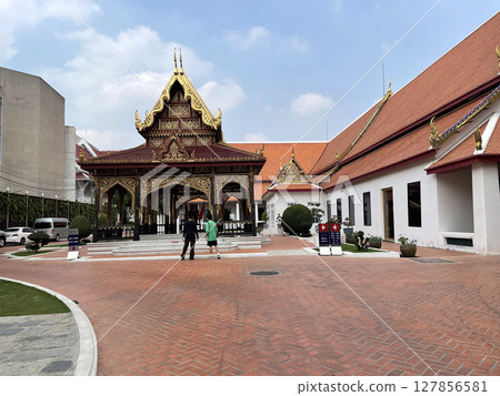Bangkok, Thailand - Feb 4,2023 : The Siwamokhaphiman Hall in the museum compound of The National Museum Bangkok in Bangkok, Thailand on Feb 4,2023. Bangkok, Thailand - Feb 4,2023 : The Siwamokhaphiman Hall in the museum compound of The National Museum Bangkok in Bangkok, Thailand on Feb 4,2023. 127856581