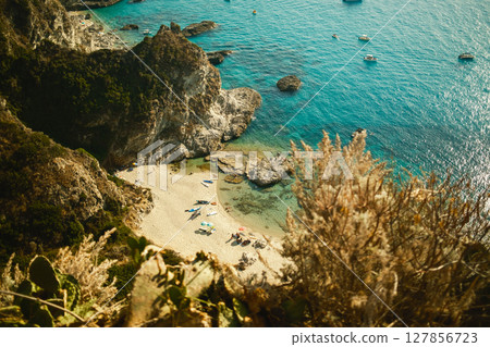 isolated cabin on the Calabrian coast 127856723