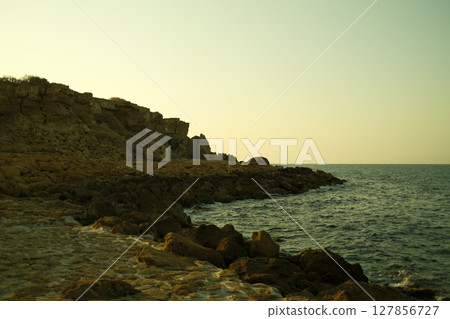 pristine rocky coast in the early hours of the day pristine rocky coast in the early hours of the day 127856727