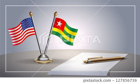 Small national flag of United States (USA) and Togo flag Relation, Template Vector Illustration 127856739