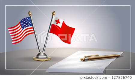 Small national flag of United States (USA) and Tonga flag Relation, Template Vector Illustration 127856740