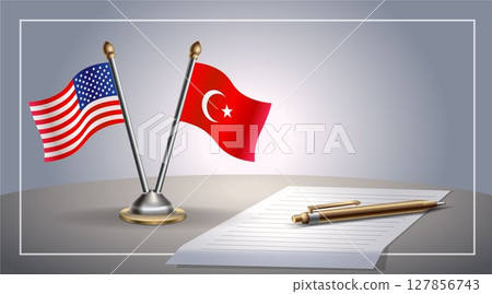 Small national flag of United States (USA) and Turkey flag Relation, Template Vector Illustration Small national flag of United States (USA) and Turkey flag Relation, Template Vector Illustration 127856743