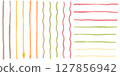 Autumn watercolor line material set Wavy lines and straight lines, cute hand-drawn illustrations 127856942