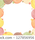 Autumn watercolor frame background Simple round pattern, cute hand drawn illustration 127856956
