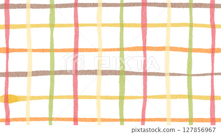 Autumn watercolor checkered background Colorful plaid pattern, cute hand drawn illustration 127856967