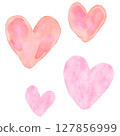 Watercolor heart material set, cute pink hand drawn illustrations 127856999