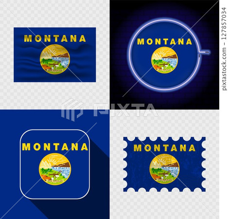 Creative Montana Flag Icon Set Collection. 127857034