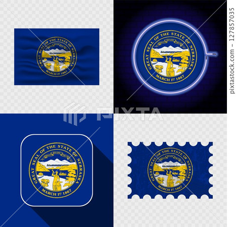 Creative Nebraska Flag Icon Set Collection. 127857035