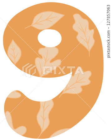 Drawing number in autumn pattern style zeros to nine 127857063