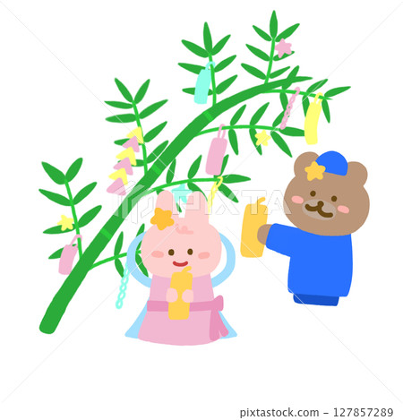 織姬和彥星（人物）為七夕裝飾 127857289