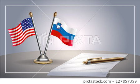 Small national flag of United States (USA) and Slovenia flag Relation, Template Vector Illustration Small national flag of United States (USA) and Slovenia flag Relation, Template Vector Illustration 127857359