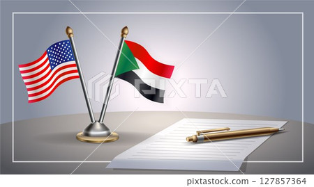 Small national flag of United States (USA) and Sudan flag Relation, Template Vector Illustration Small national flag of United States (USA) and Sudan flag Relation, Template Vector Illustration 127857364