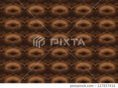 Seamless brown kaleidoscope pattern background with abstract repeating geometric and oval shapes 127857418
