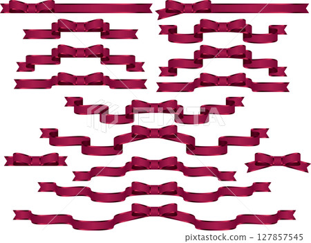Ribbon, 11 wine, butterfly border 127857545