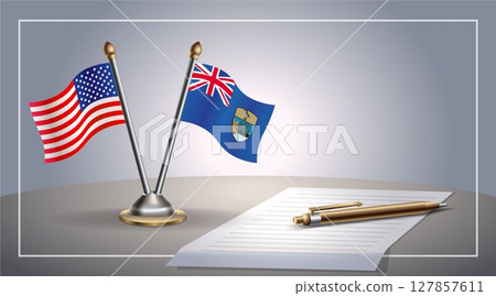 Small national flag of United States (USA) and ST. Helena flag Relation, Template Vector Illustration 127857611