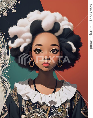 Afro hair female character Afro hair female character 127857625