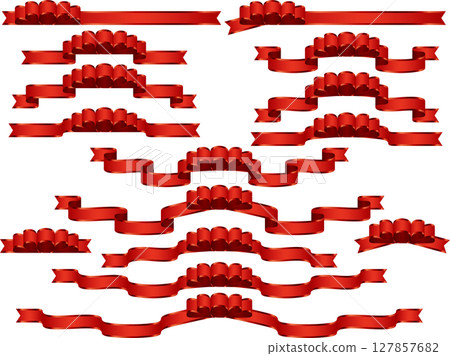 絲帶，10 紅色，波浪邊 127857682
