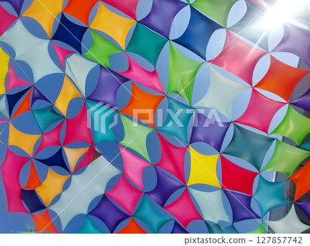 Pride flag against blue sky. Rainbow flag 127857742
