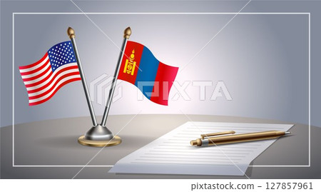 Small national flag of United States (USA) and Mongolia flag Relation, Template Vector Illustration Small national flag of United States (USA) and Mongolia flag Relation, Template Vector Illustration 127857961