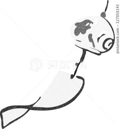 Illustration of a wind chime swaying in the wind - black and white pencil drawing Illustration of a wind chime swaying in the wind - black and white pencil drawing 127858145