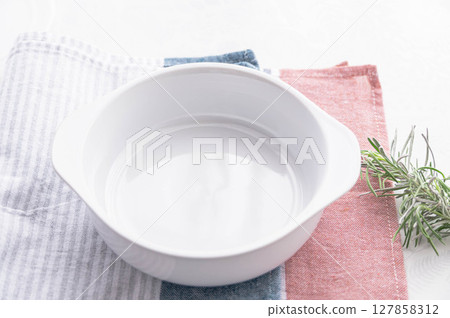 White baking dish White baking dish 127858312