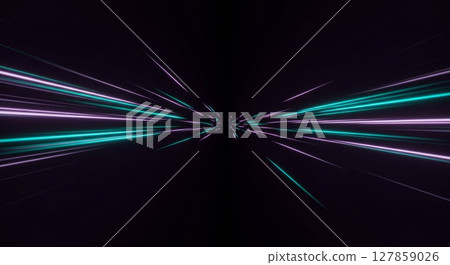 Futuristic neon light streaks on dark background for modern design 127859026