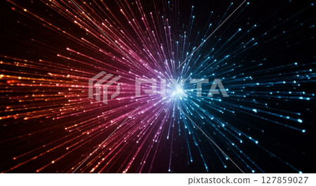 Vibrant abstract burst of colorful light rays on a dark background 127859027