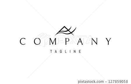 A vector logo featuring an abstract image a mountain with flowing air waves surrounding it. A vector logo featuring an abstract image a mountain with flowing air waves surrounding it. 127859058