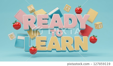 Back to school theme with educational supplies and apples 127859119