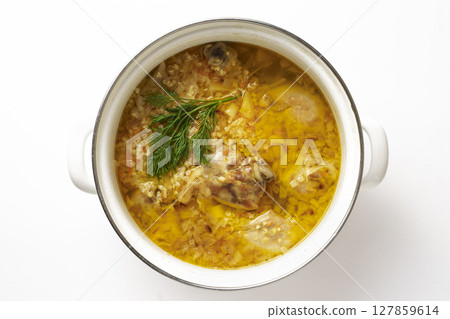 Thick German delicious soup with meat Thick German delicious soup with meat 127859614