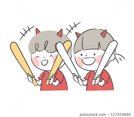 Children cheering with light sticks 127859660