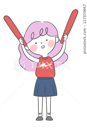 A person cheering A person cheering 127859667