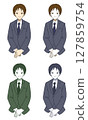 A businessman greeting with his hands clasped in front of him 127859754