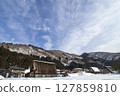 Old houses in Shirakawa-go, Gifu Prefecture in early spring 127859810
