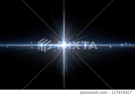 Luminous Starburst with Fractal Design and Mirrored Symmetry Against Black Background 127859927