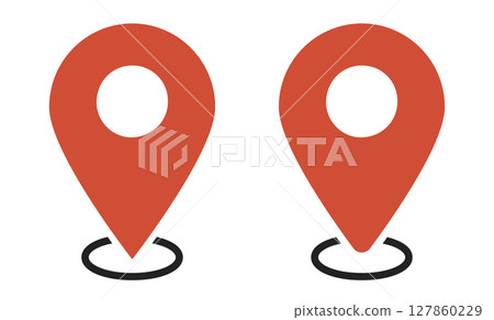Illustration material: Map pin vector red orange red pin point. pin 127860229