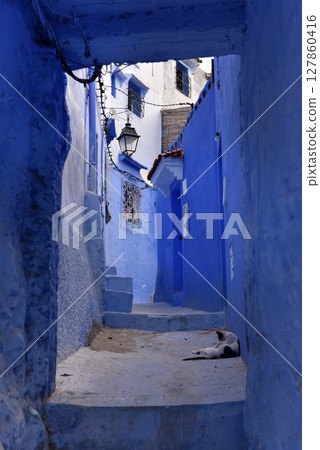 The blue city of Chefchaouen, Morocco The blue city of Chefchaouen, Morocco 127860416