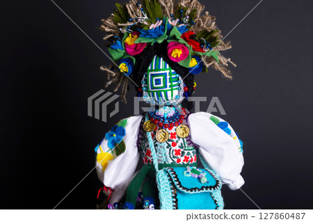 happy easter and motanka doll 127860487