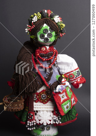 happy easter and motanka doll happy easter and motanka doll 127860499