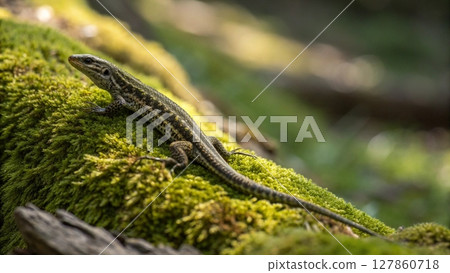 gecko on the moss 127860718