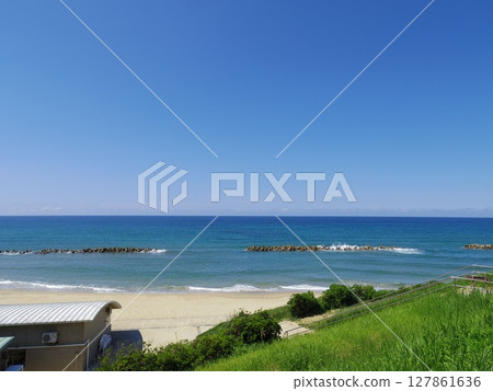The Sea of Japan as seen from Izumo City, Shimane Prefecture 127861636